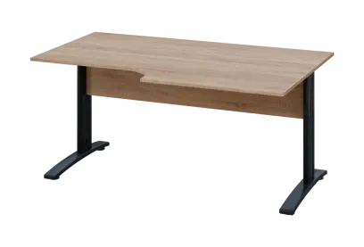 ERK 18 - 168 stůl kancelářský, rohový, pravý, kovová podnož černá, deska 18 mm, široký 1600 mm, dub bardolino